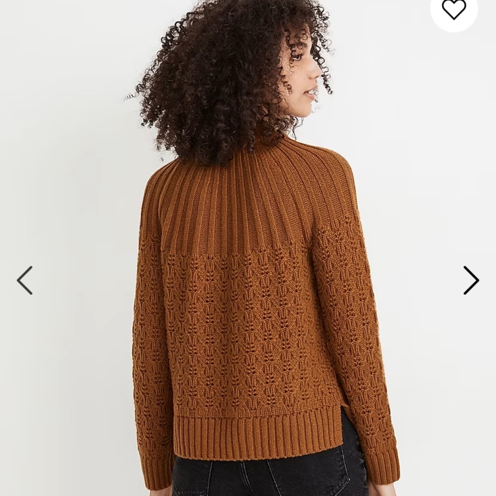 Madewell Pointelle Stitch-Mix Mockneck Sweater Woven Beautiful Interlock Sz S - Picture 4 of 9